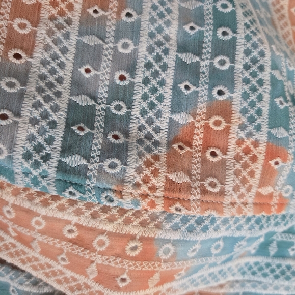 Ruby Rd. Lightweight Embroidered kimono cover up Women Orange Green sz 2X - Picture 3 of 7